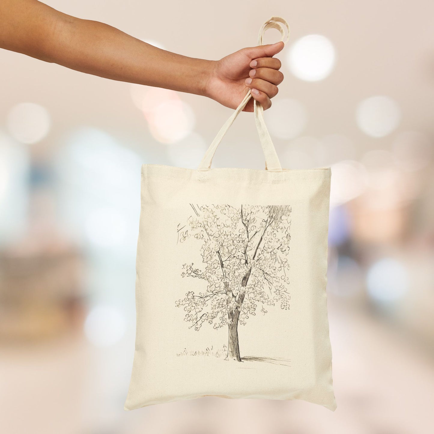 Elegant Tree Design Cotton Canvas Tote Bag
