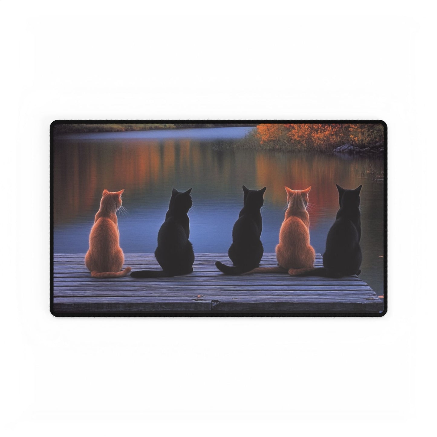 Calming Cat Silhouette Desk Mat - Artistic Office Decor for Cat Lovers