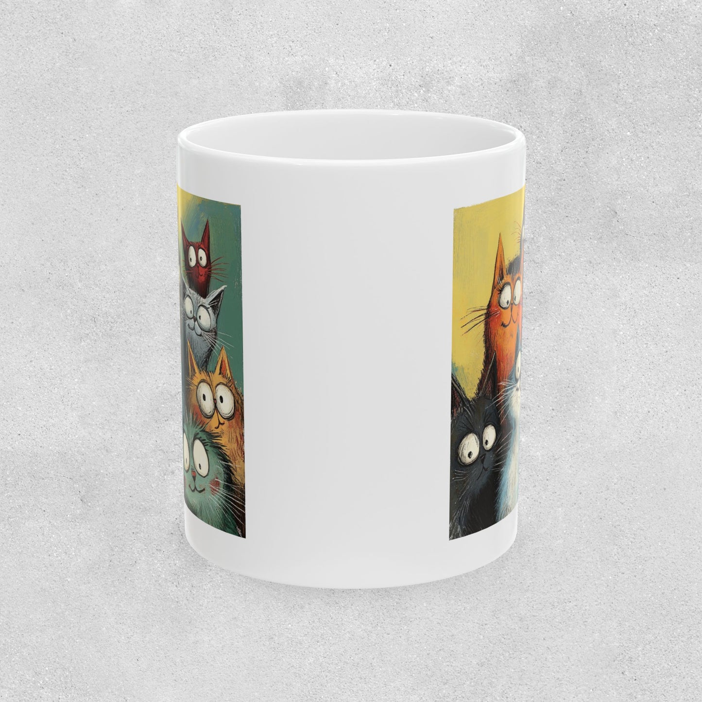 Whimsical Cat Clowder Ceramic Mug