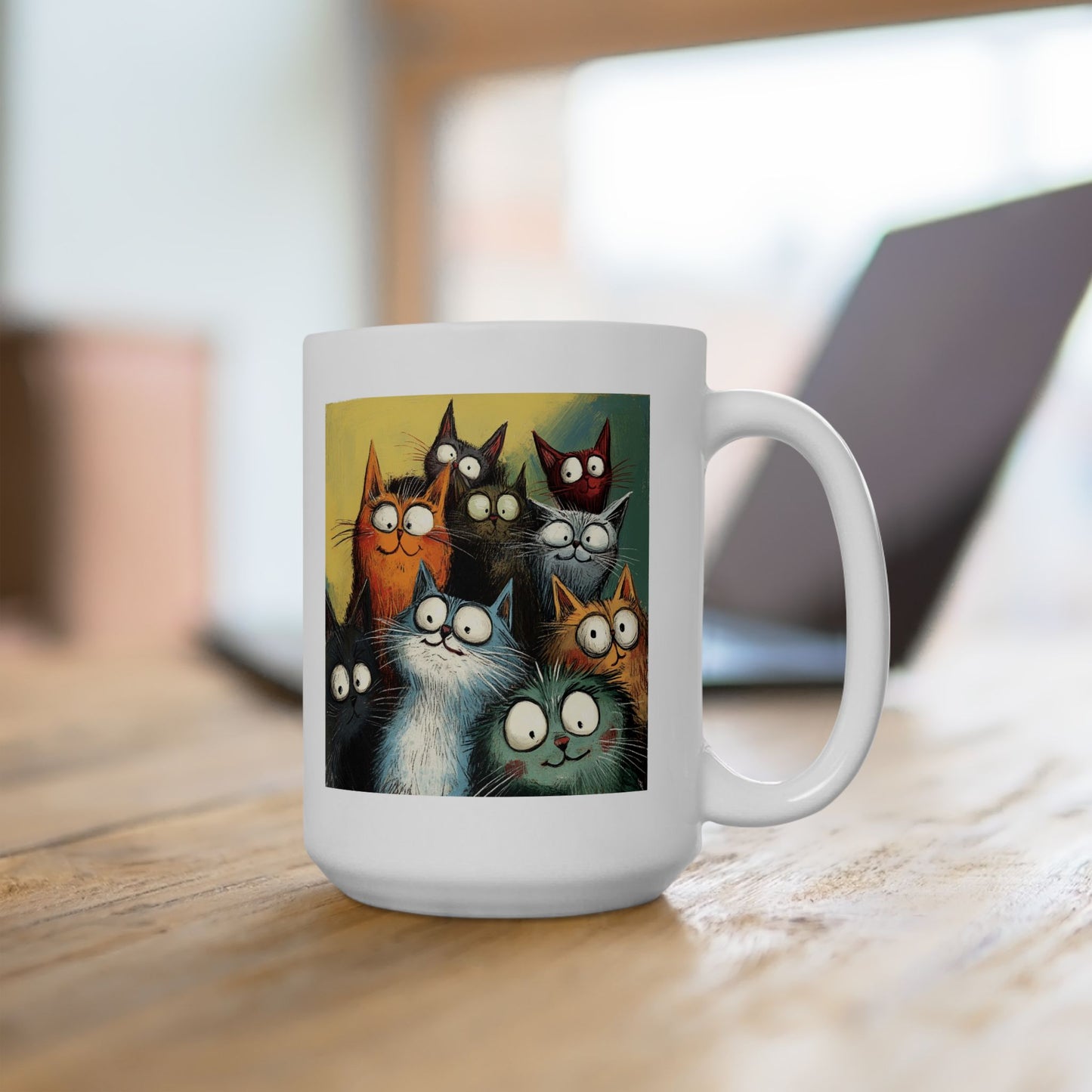 Whimsical Cat Clowder Ceramic Mug