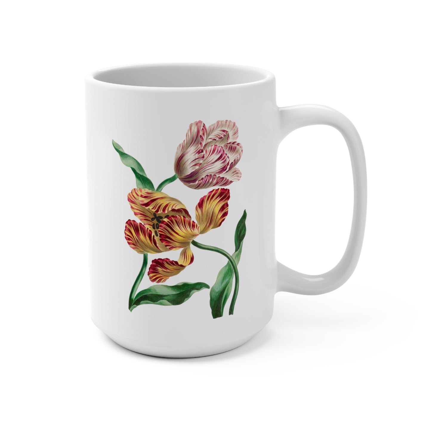 Two Tulips Floral Ceramic Coffee Mug - 15 oz