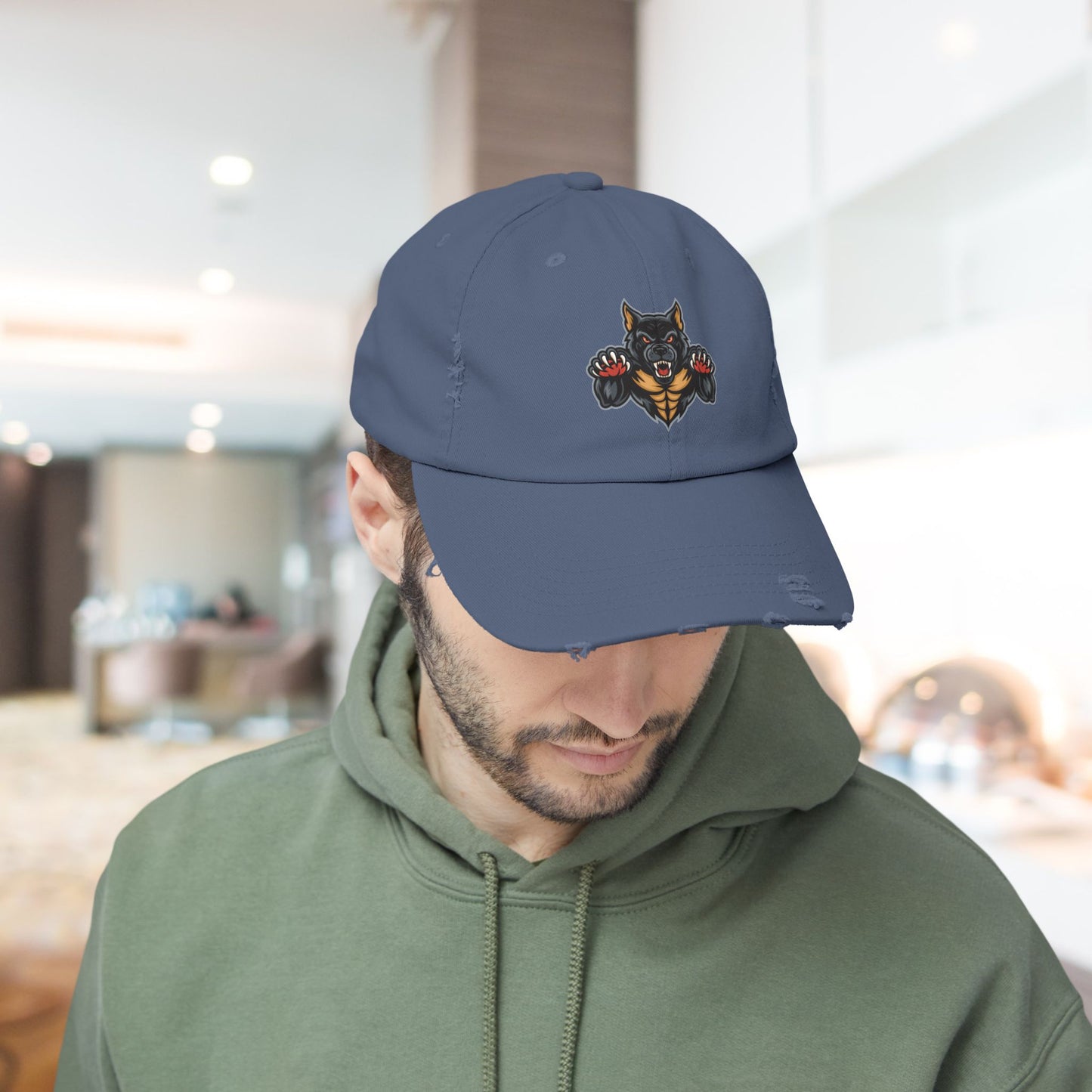 Fierce Attacking Dog Distressed Hat