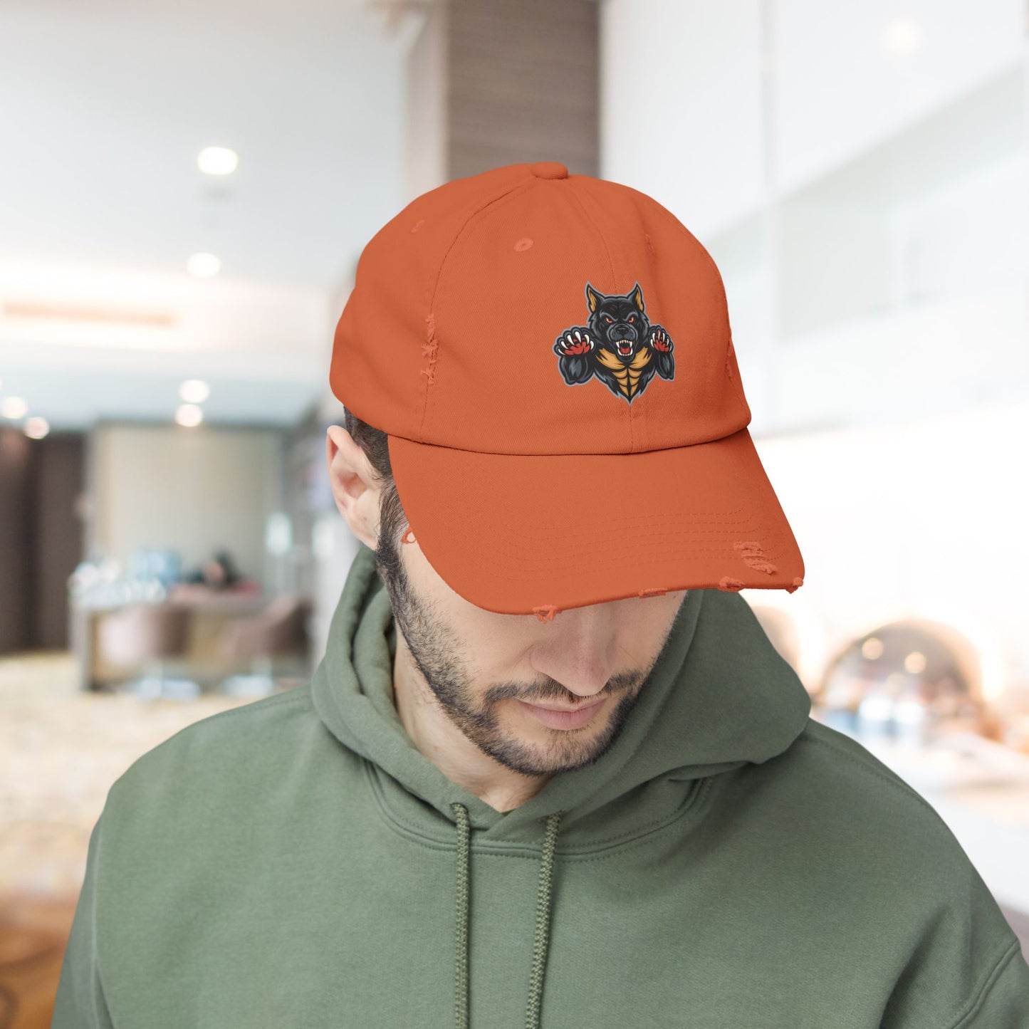 Fierce Attacking Dog Distressed Hat