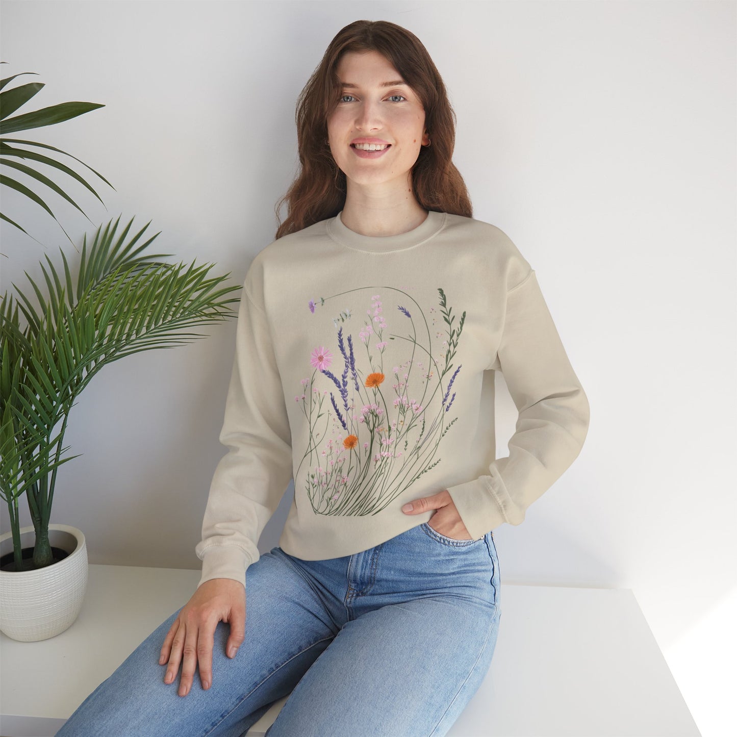 Floral Print Unisex Heavy Blend™ Crewneck Sweatshirt