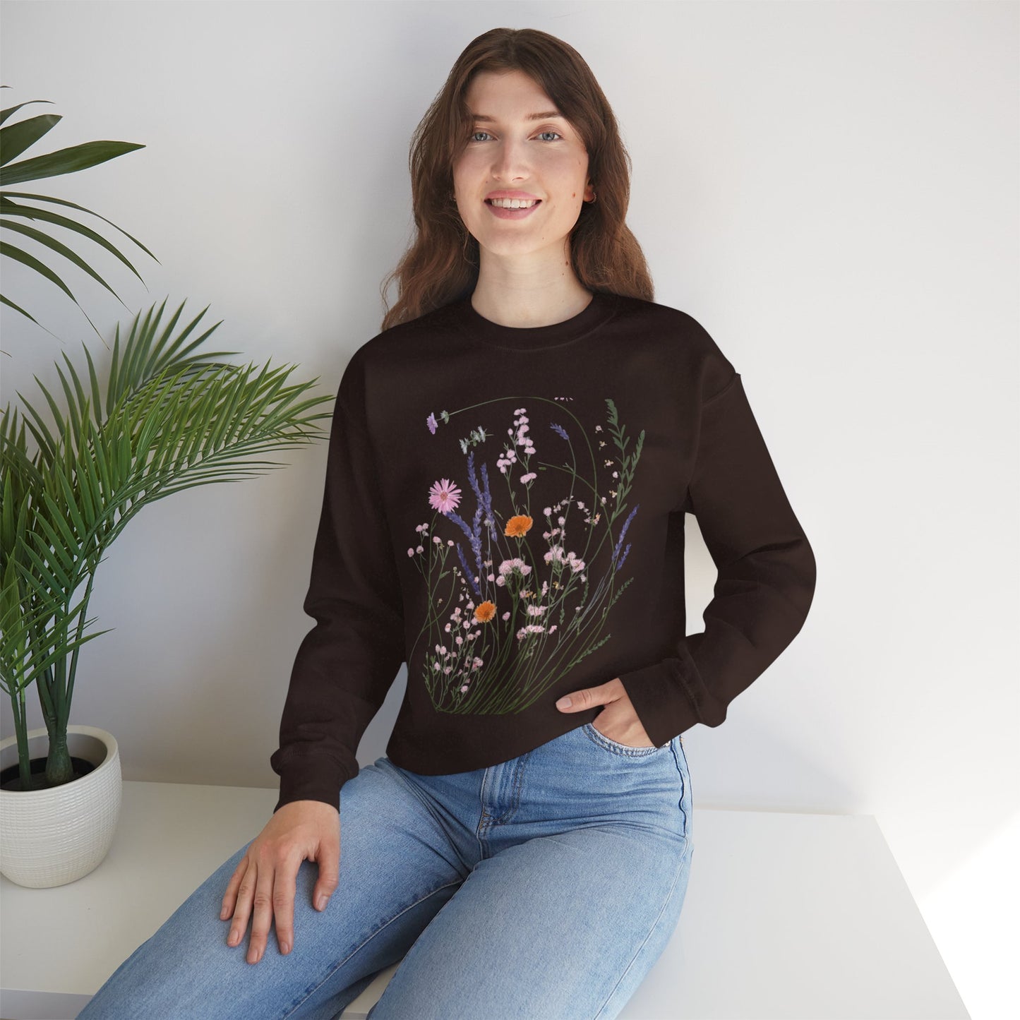 Floral Print Unisex Heavy Blend™ Crewneck Sweatshirt