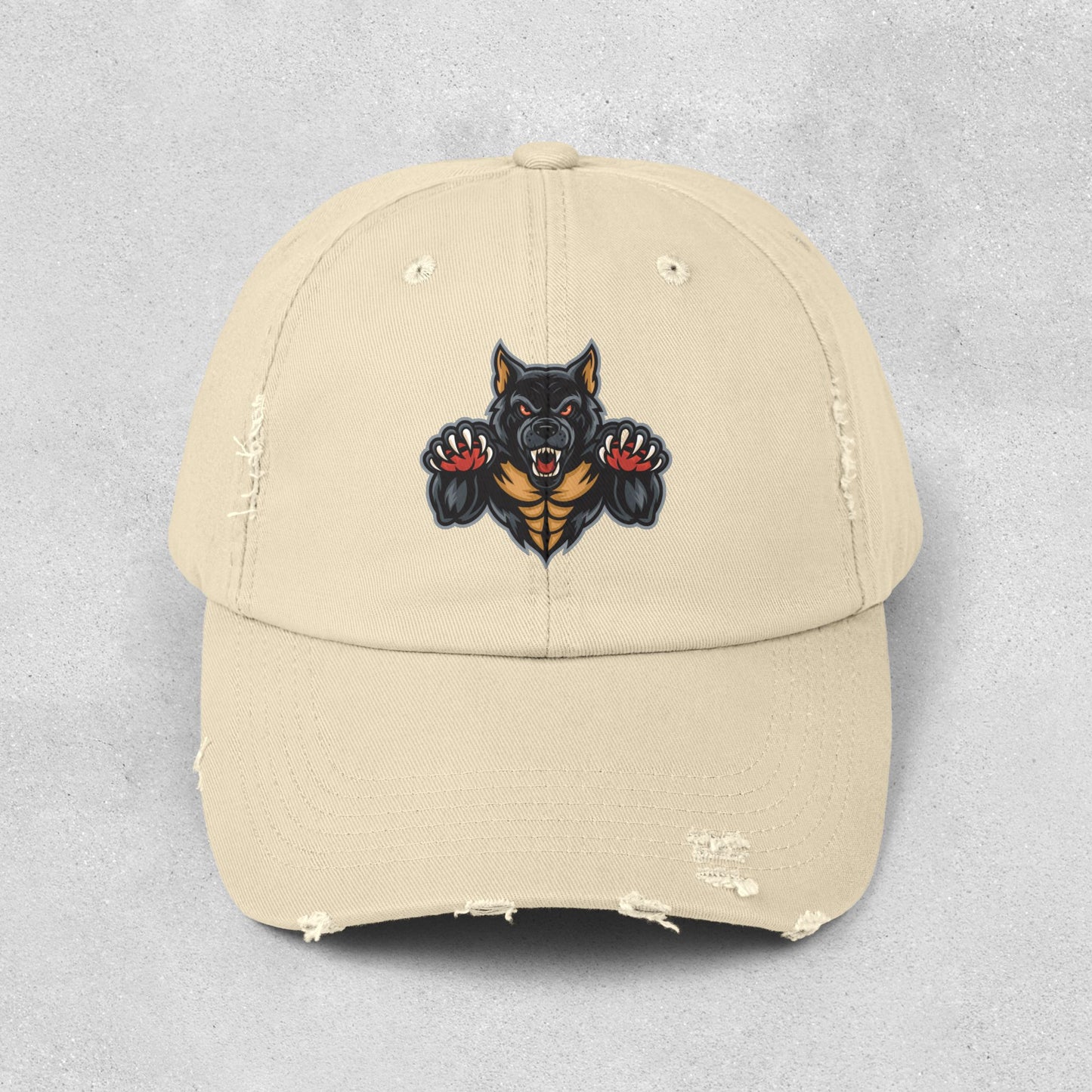Fierce Attacking Dog Distressed Hat