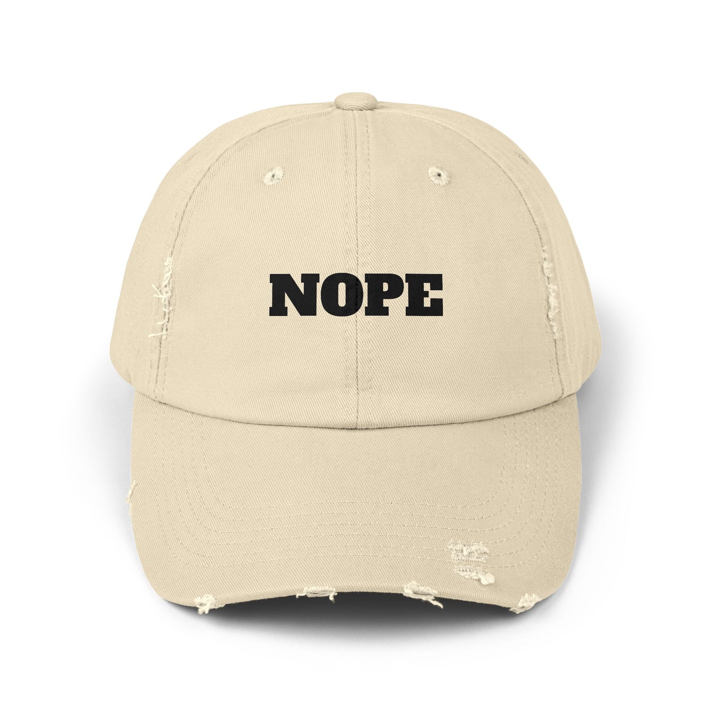 Unisex Distressed Cap - "NOPE" Casual Hat for Everyday Wear