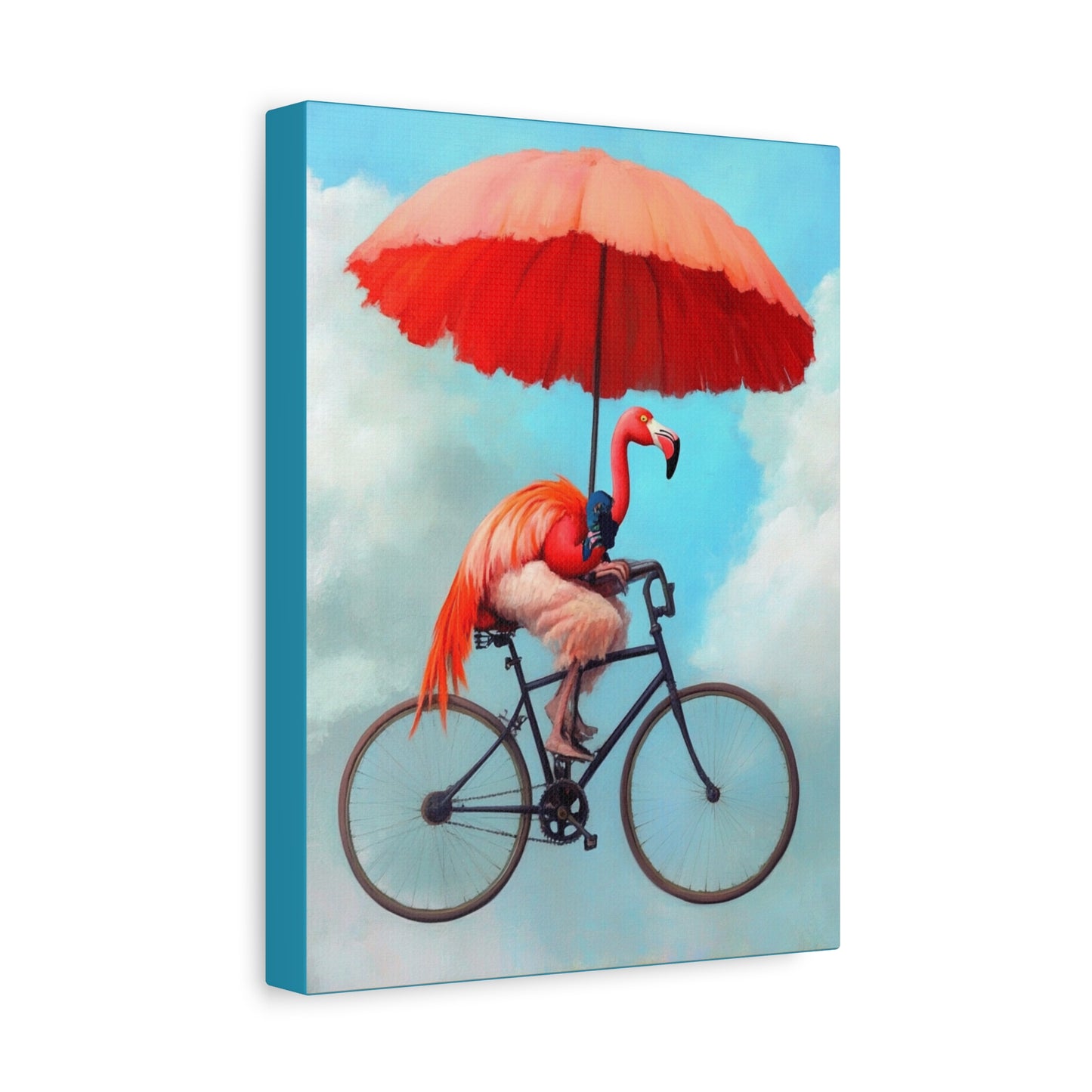 Bicycling Flamingo Canvas Wall Art