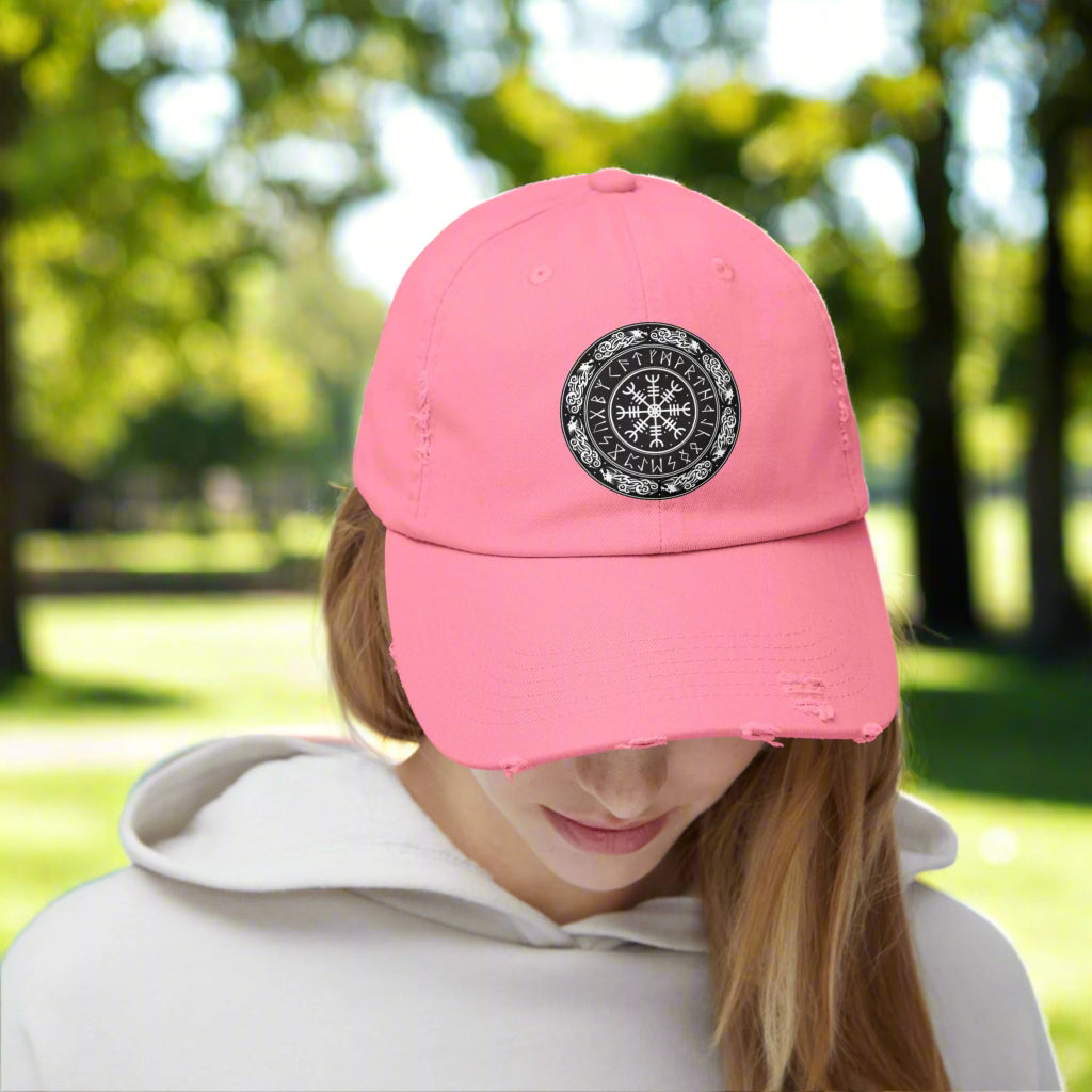 Nordic Runes Unisex Distressed Cap