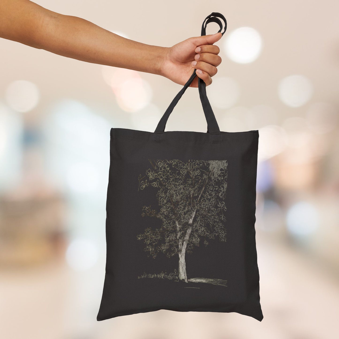 Elegant Tree Design Cotton Canvas Tote Bag