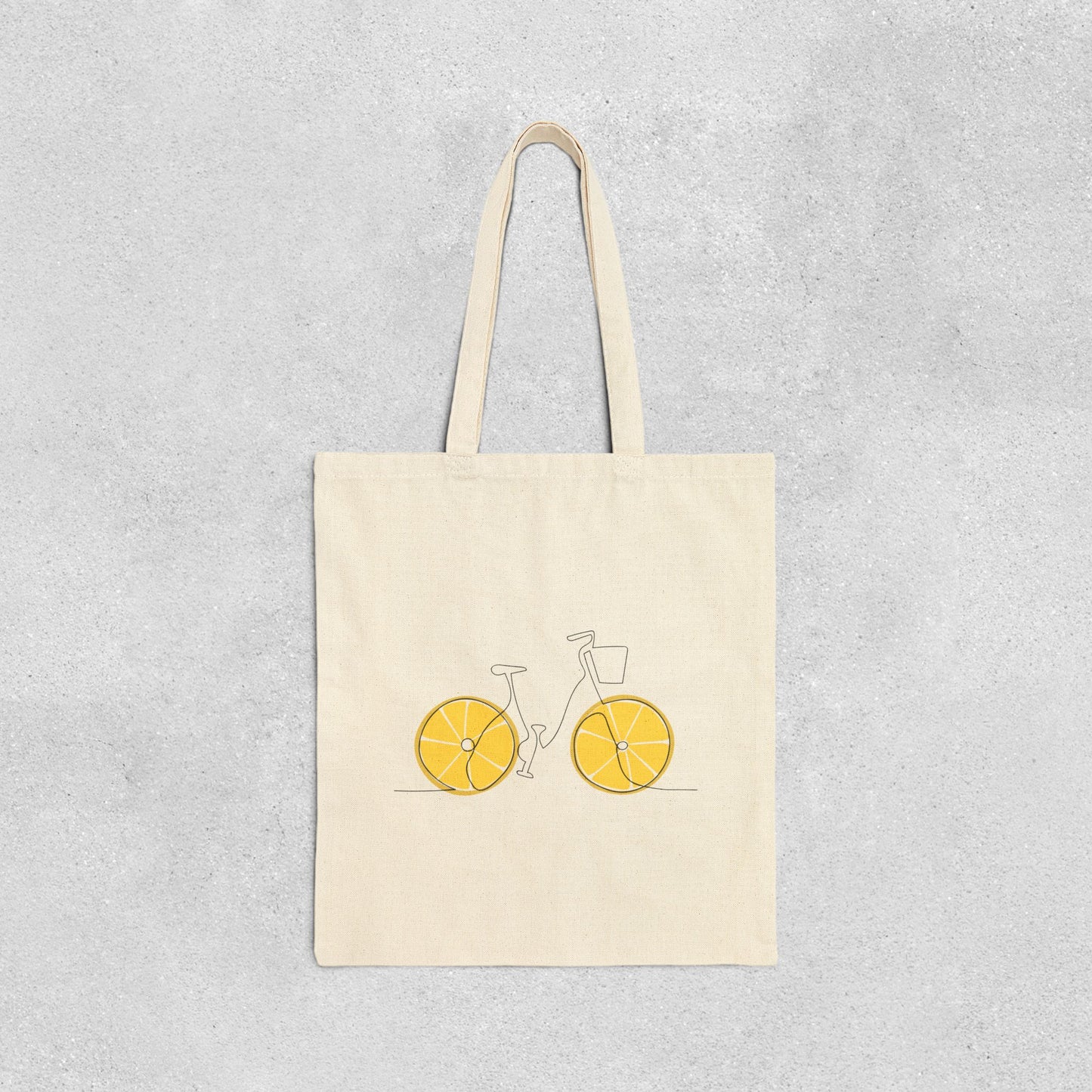 Lemon Bicycle Cotton Canvas Tote Bag