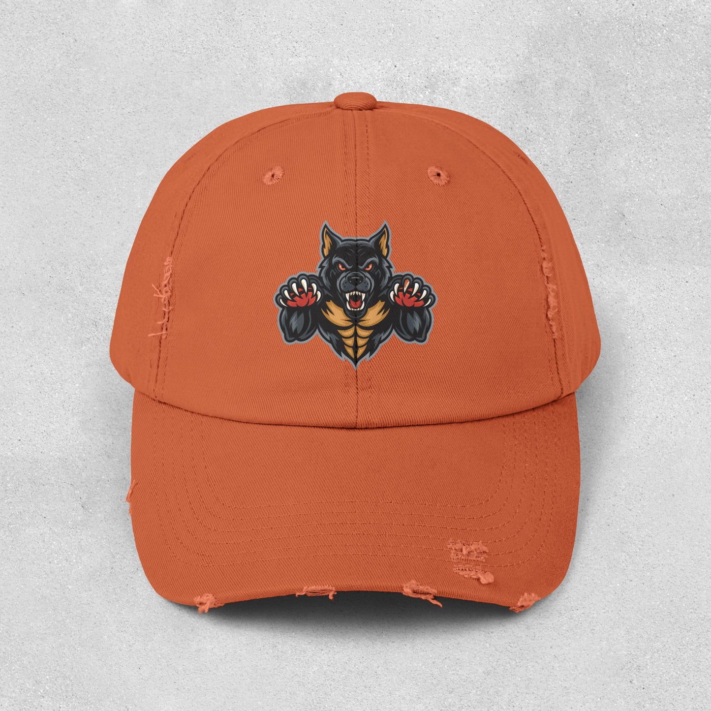 Fierce Attacking Dog Distressed Hat