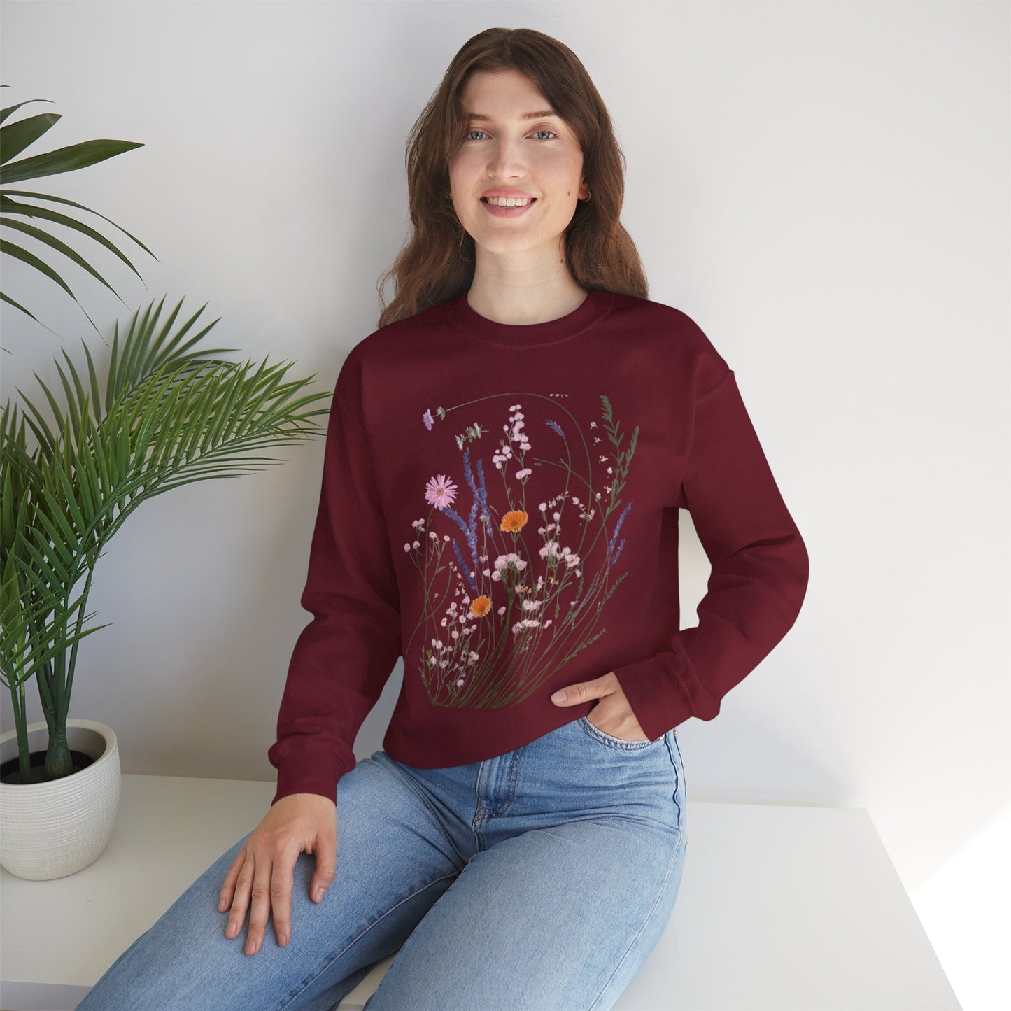 Floral Print Unisex Heavy Blend™ Crewneck Sweatshirt