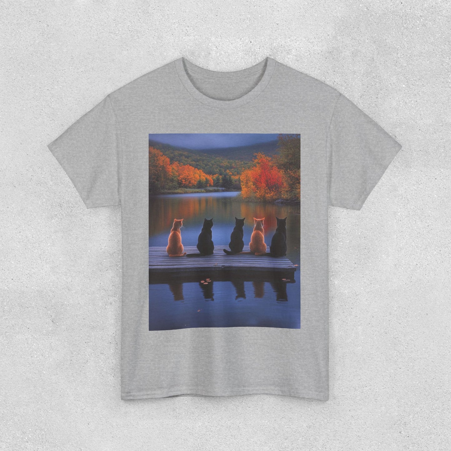 Tranquil Cats at the Lake Scene Tee