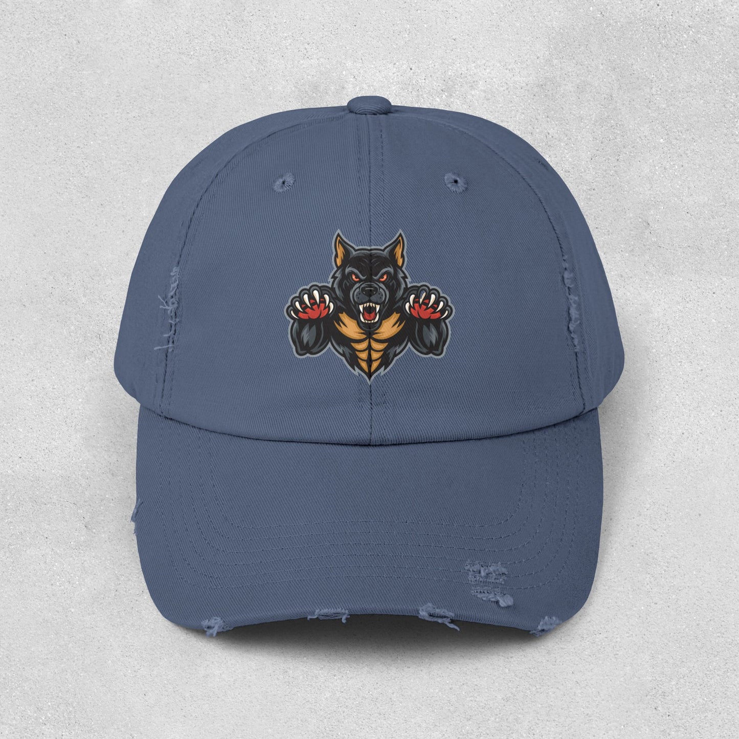 Fierce Attacking Dog Distressed Hat