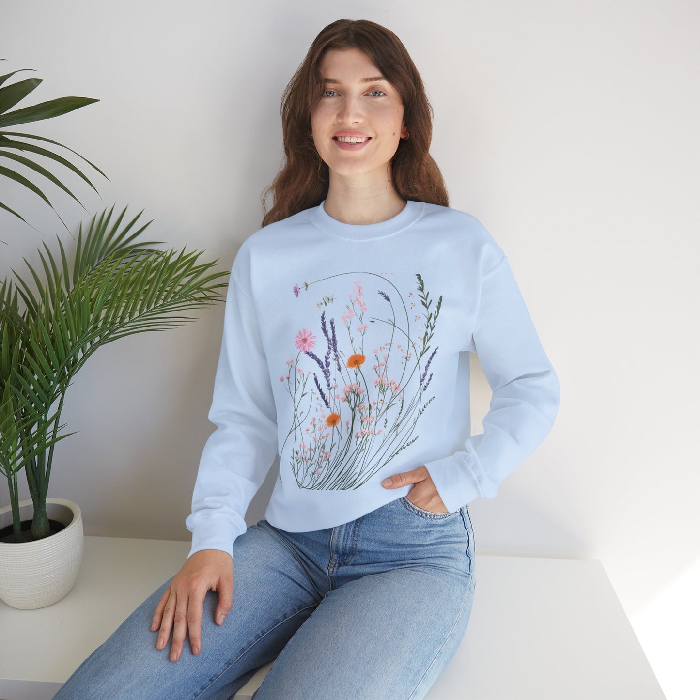 Floral Print Unisex Heavy Blend™ Crewneck Sweatshirt
