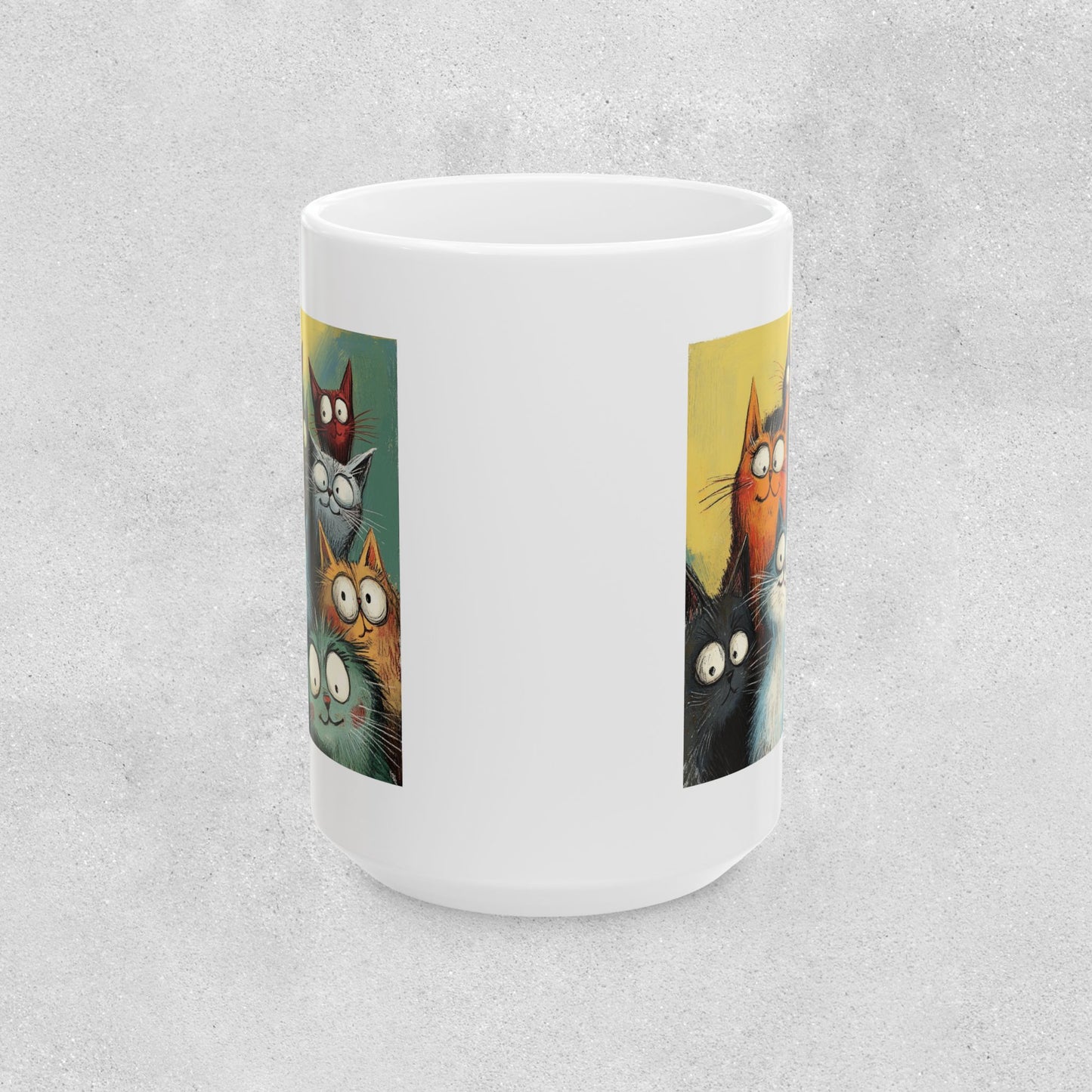 Whimsical Cat Clowder Ceramic Mug