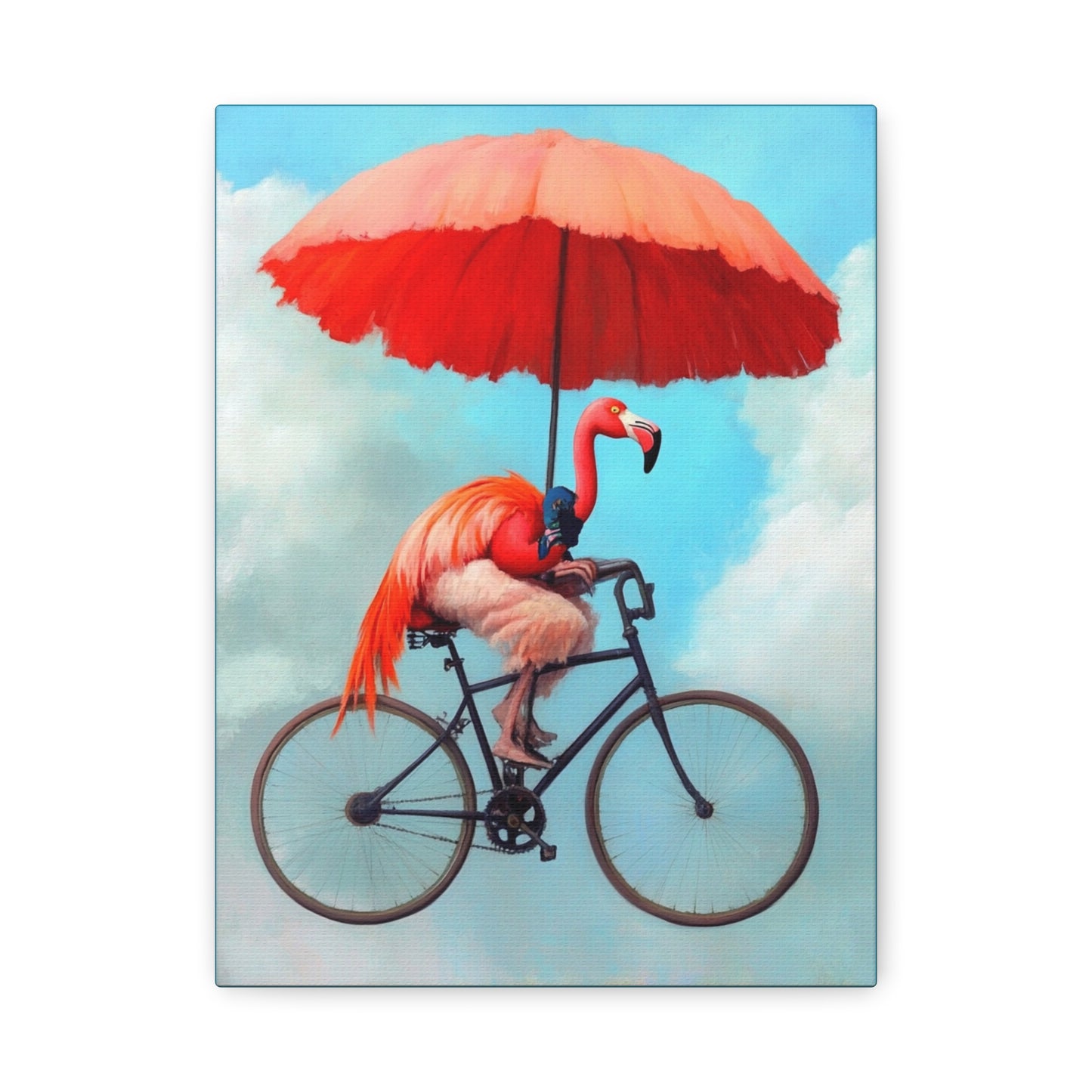 Bicycling Flamingo Canvas Wall Art