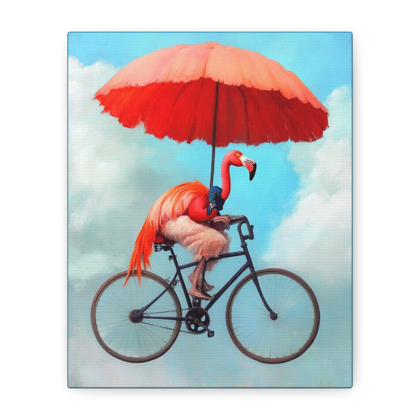 Bicycling Flamingo Canvas Wall Art