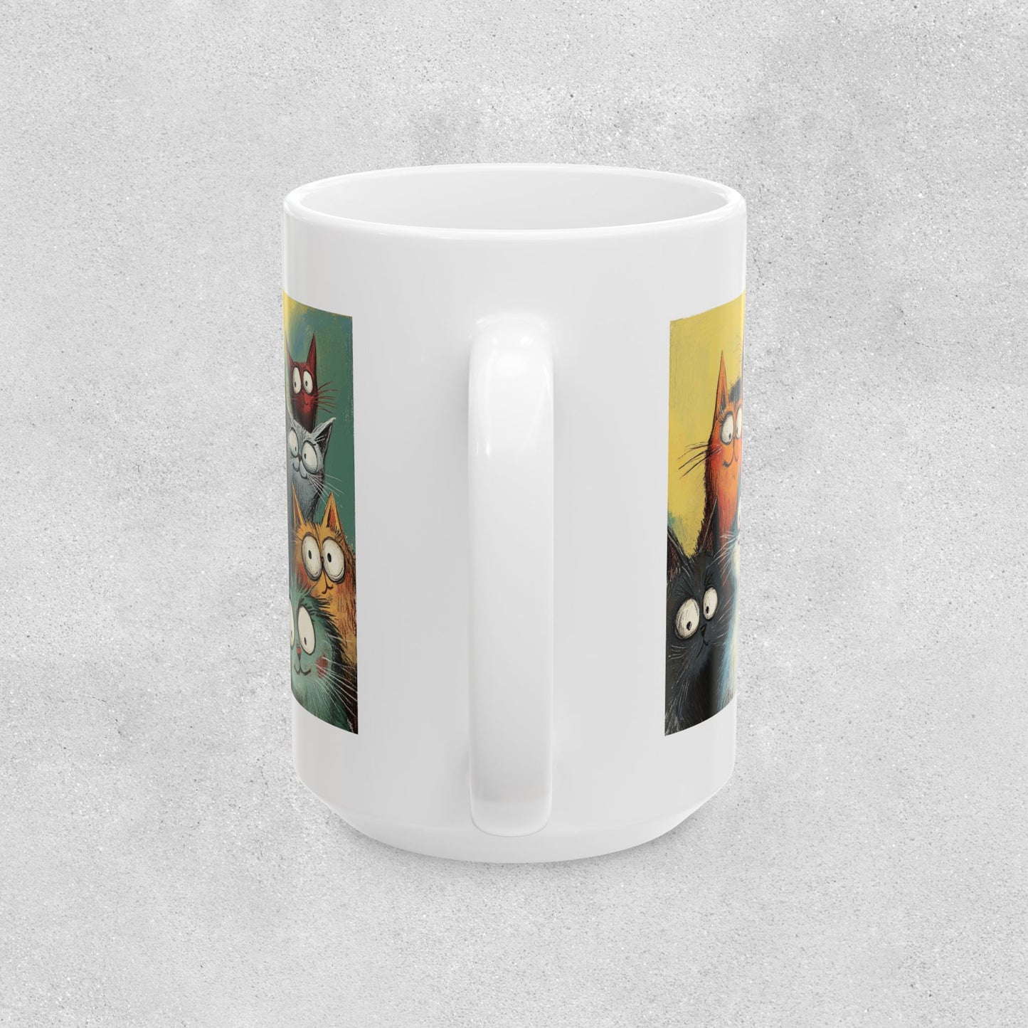 Whimsical Cat Clowder Ceramic Mug