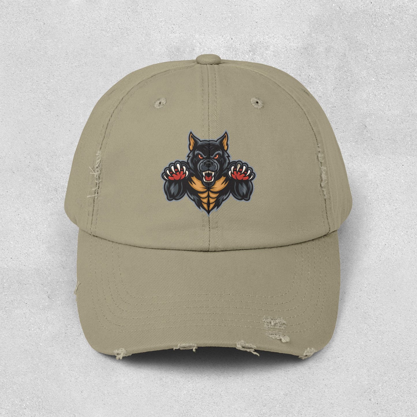 Fierce Attacking Dog Distressed Hat