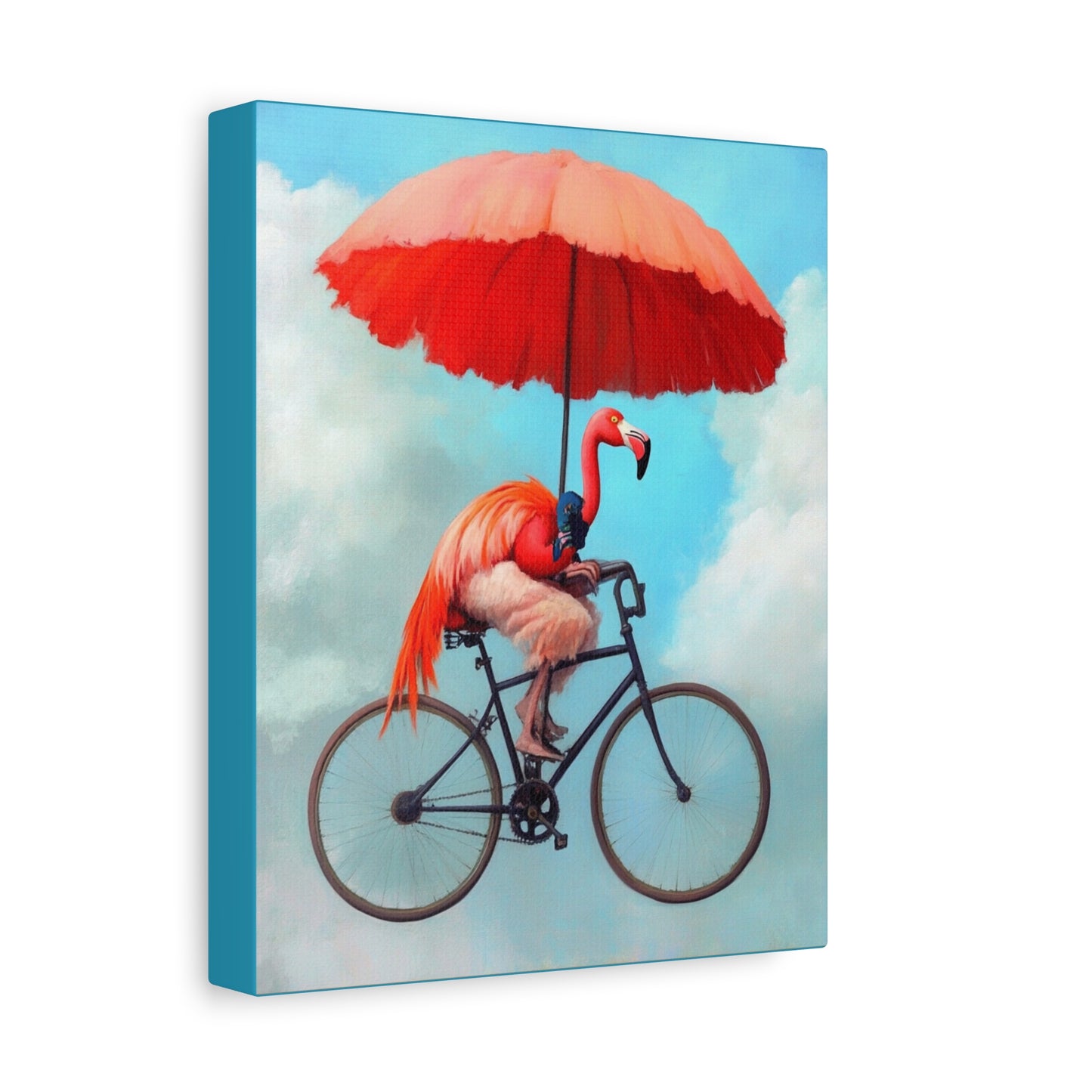 Bicycling Flamingo Canvas Wall Art