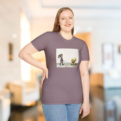 Little Girl Walking Her Balloon Dog Softstyle T-Shirt