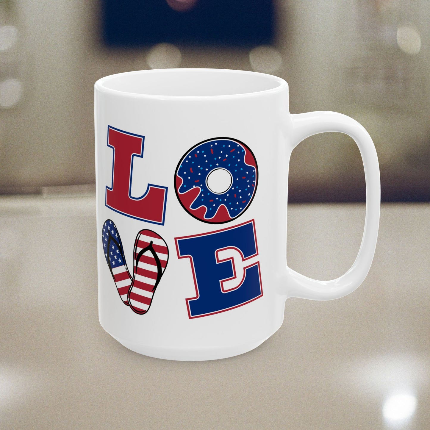 Patriotic Holiday Ceramic Mug - Love America Design