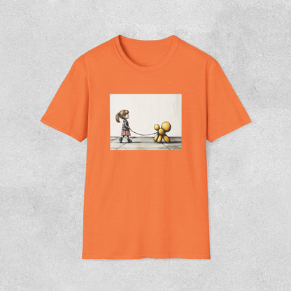 Little Girl Walking Her Balloon Dog Softstyle T-Shirt