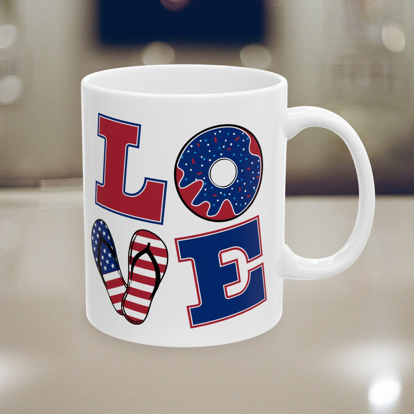 Patriotic Holiday Ceramic Mug - Love America Design