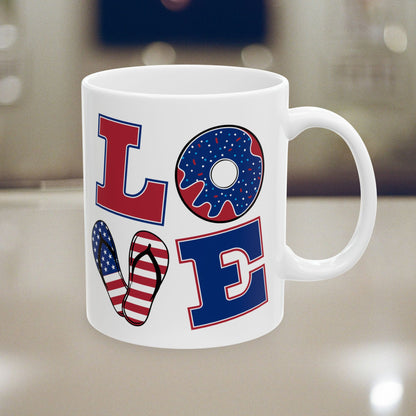 Patriotic Holiday Ceramic Mug - Love America Design