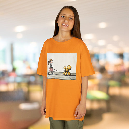 Girl Walks Her Balloon Dog Kids Heavy Cotton™ Tee