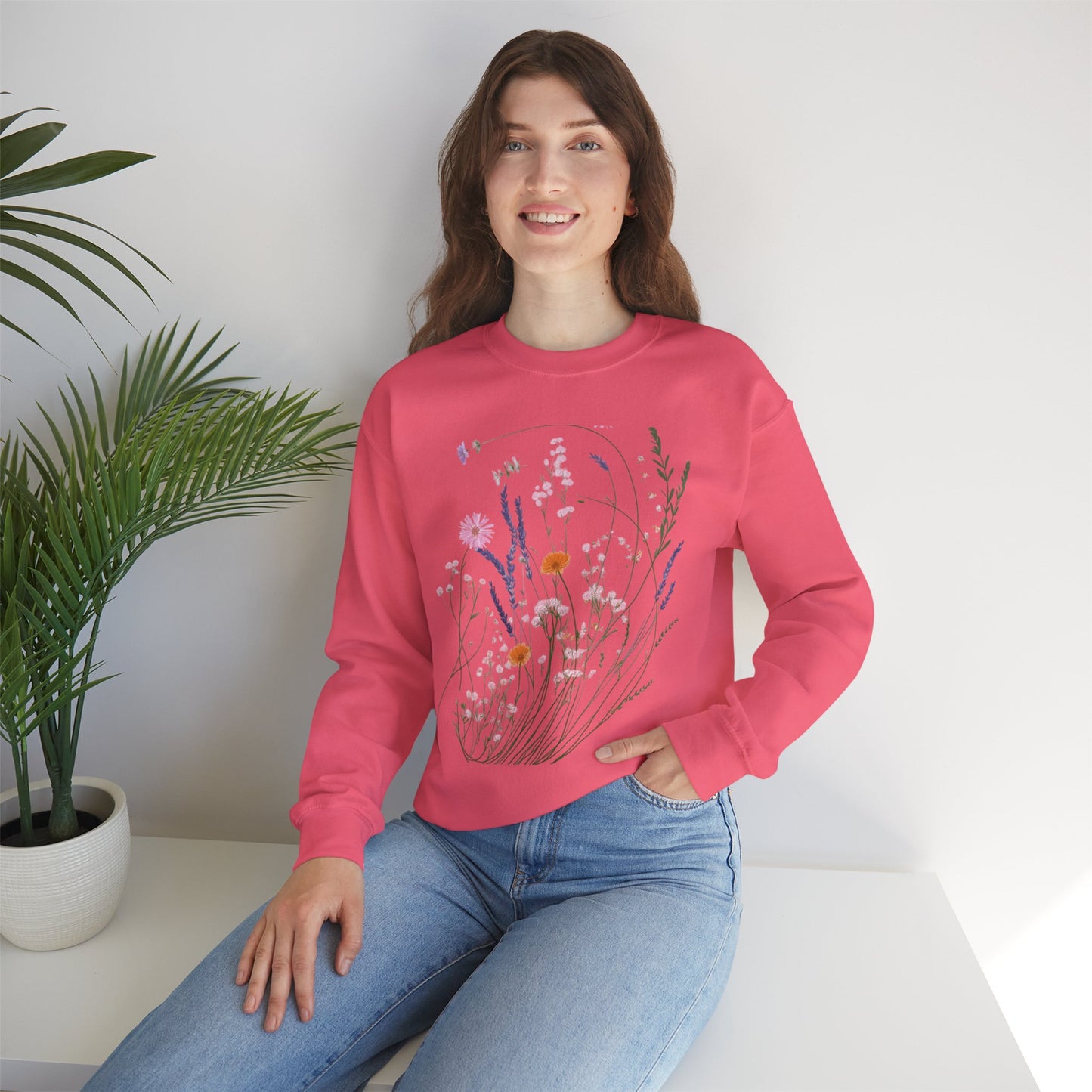 Floral Print Unisex Heavy Blend™ Crewneck Sweatshirt