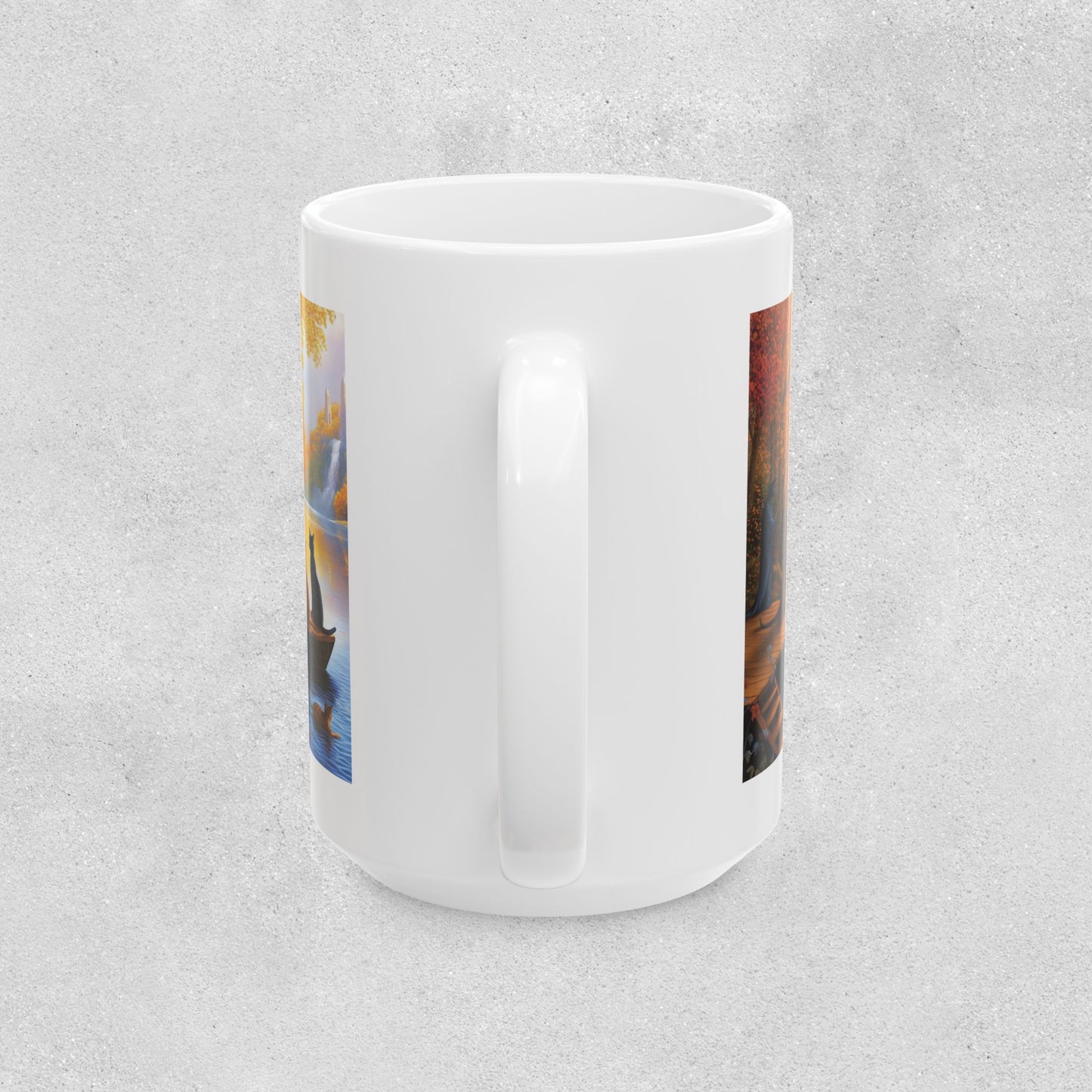 Cats at the Pond Scene Ceramic Mug - 11oz & 15oz