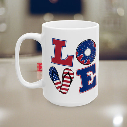 Patriotic Holiday Ceramic Mug - Love America Design