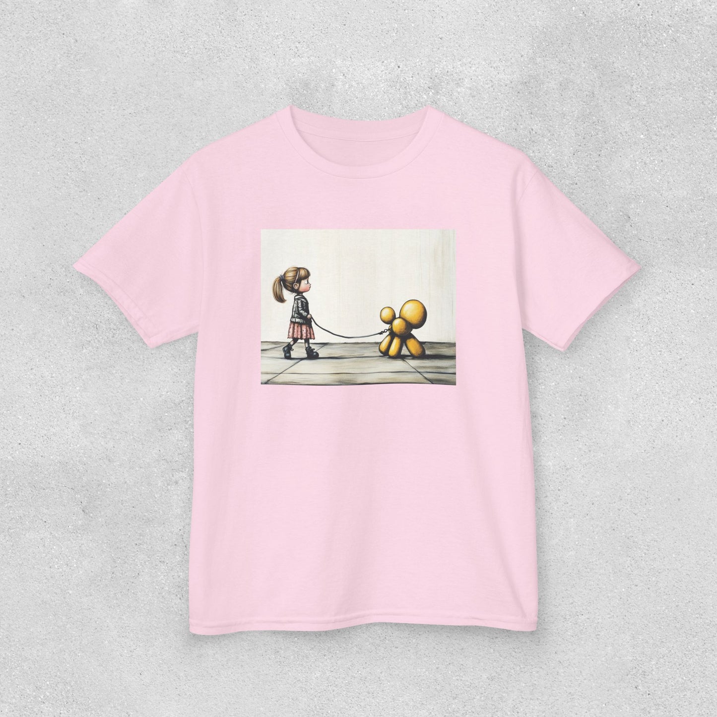 Girl Walks Her Balloon Dog Kids Heavy Cotton™ Tee