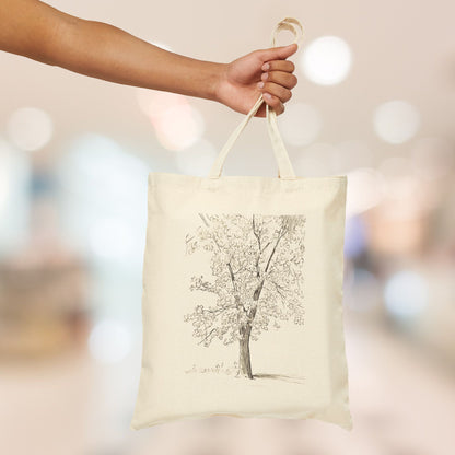Elegant Tree Design Cotton Canvas Tote Bag