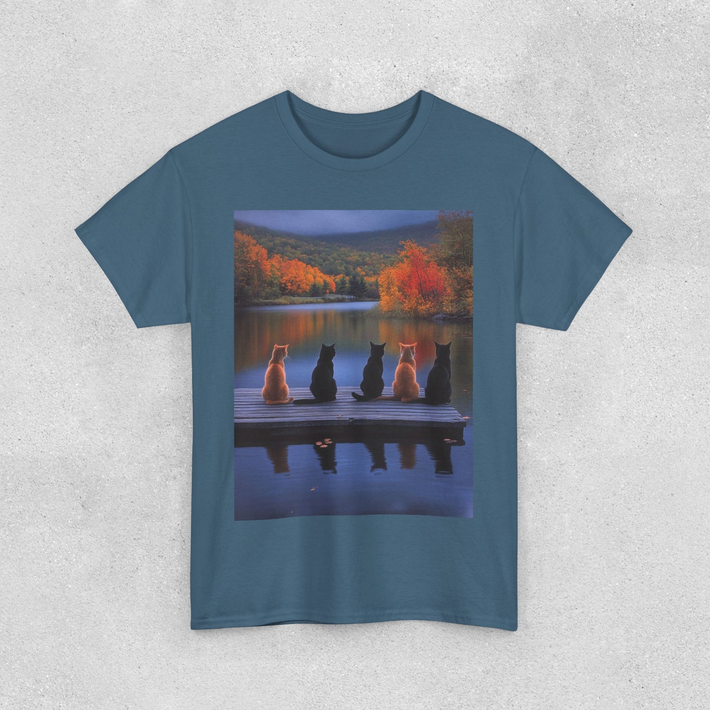 Tranquil Cats at the Lake Scene Tee