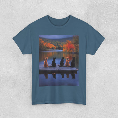 Tranquil Cats at the Lake Scene Tee