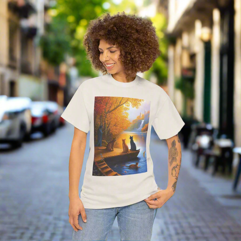 Cats at the Lake Unisex Heavy Cotton Tee