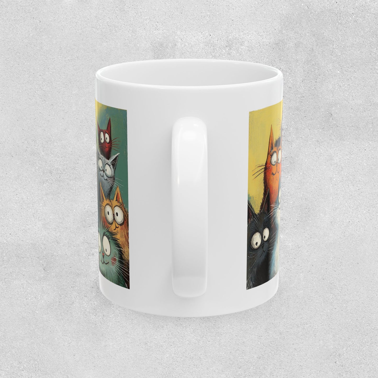 Whimsical Cat Clowder Ceramic Mug