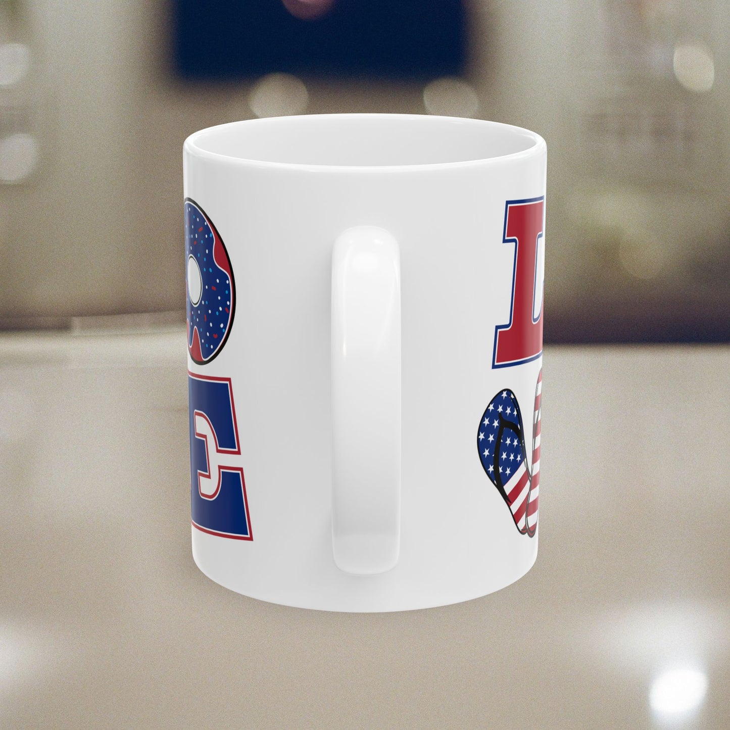 Patriotic Holiday Ceramic Mug - Love America Design