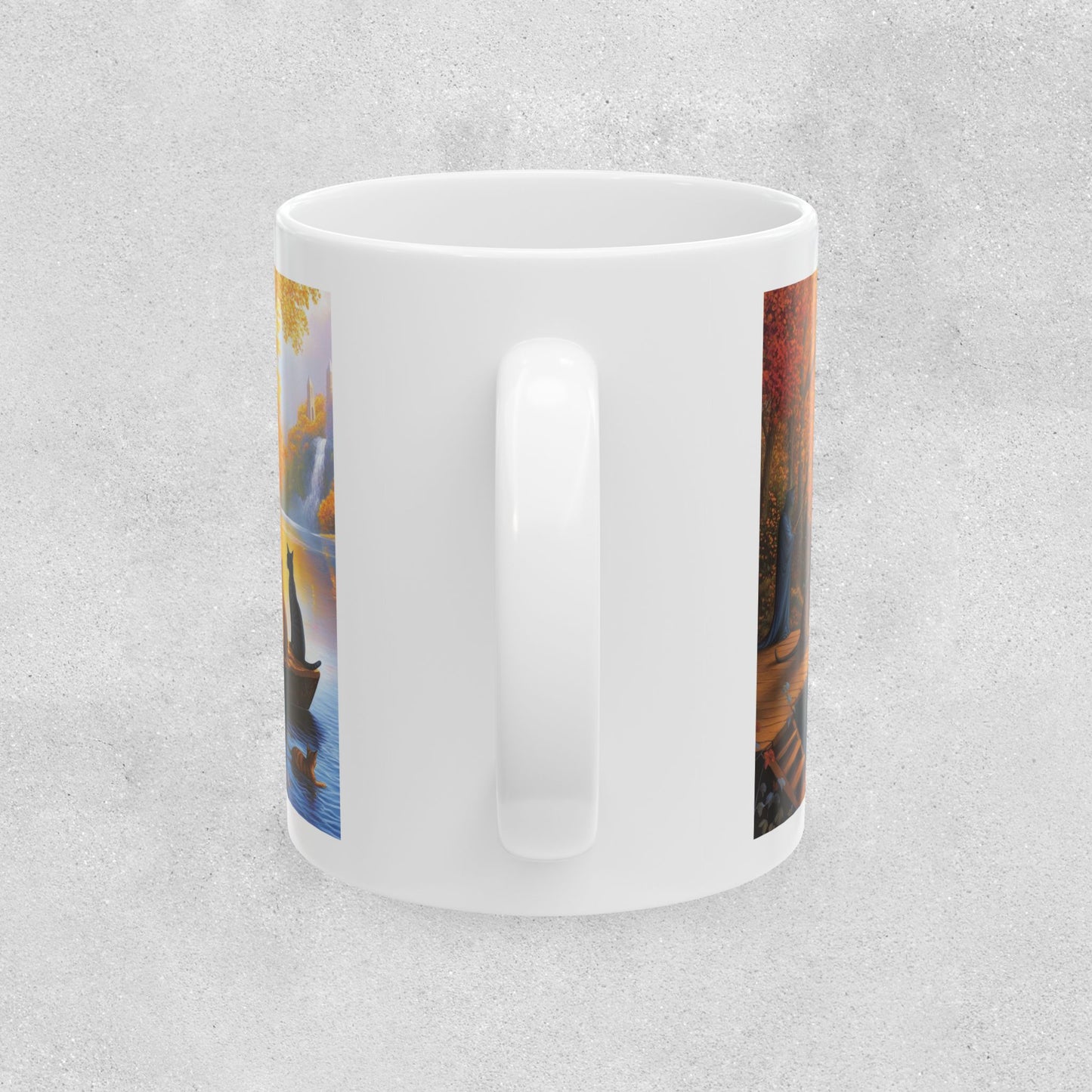 Cats at the Pond Scene Ceramic Mug - 11oz & 15oz