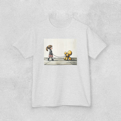 Girl Walks Her Balloon Dog Kids Heavy Cotton™ Tee
