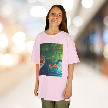 Swimming Cats Art Kids Heavy Cotton Tee