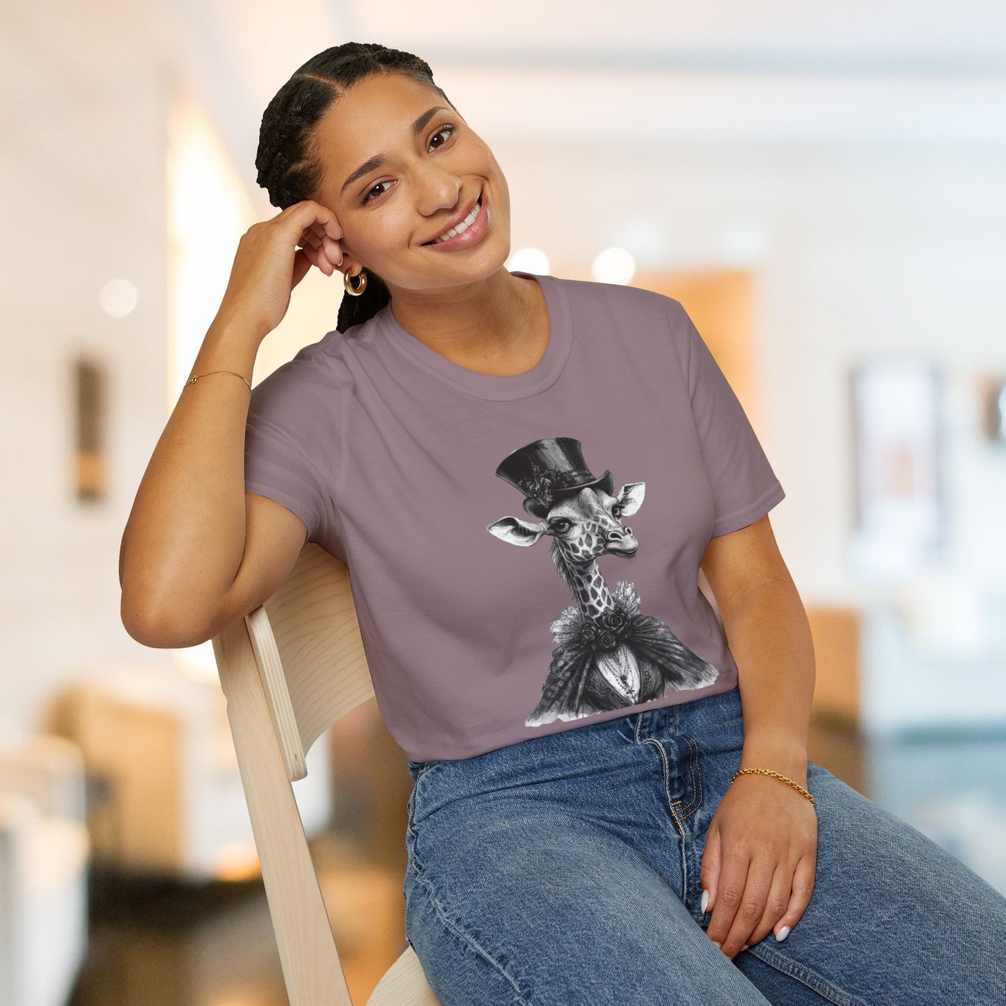 Vintage Giraffe Gentleman Softstyle T-Shirt