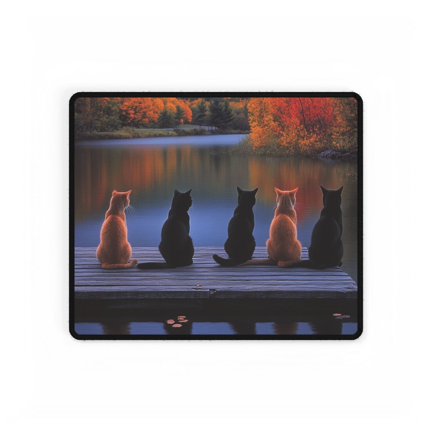 Calming Cat Silhouette Desk Mat - Artistic Office Decor for Cat Lovers