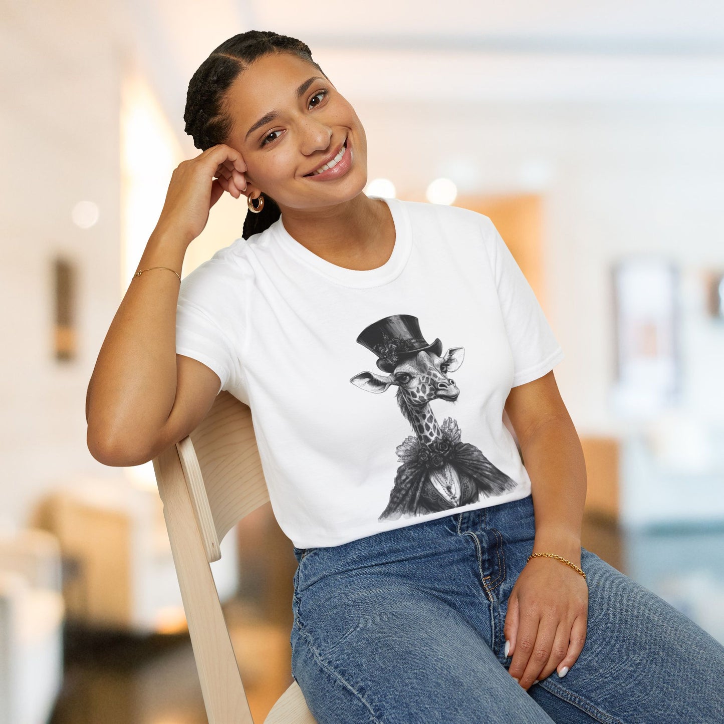 Vintage Giraffe Gentleman Softstyle T-Shirt