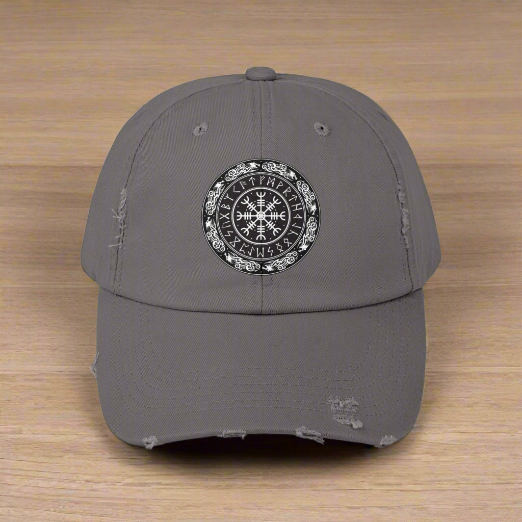 Nordic Runes Unisex Distressed Cap
