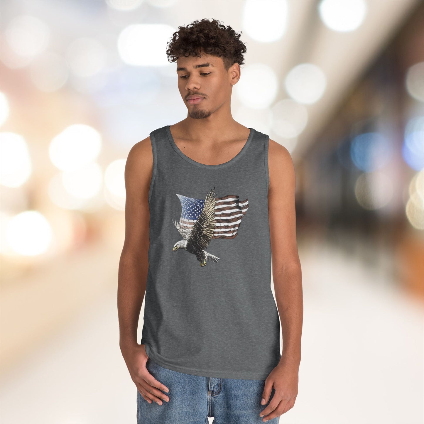 Eagle Flying Flag Heavy Cotton Tank Top